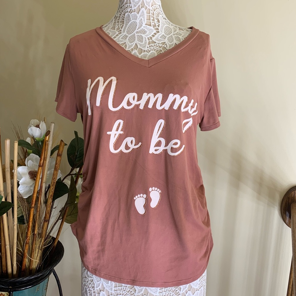 Rag Doll maternity v-neck top shirt mauve XL